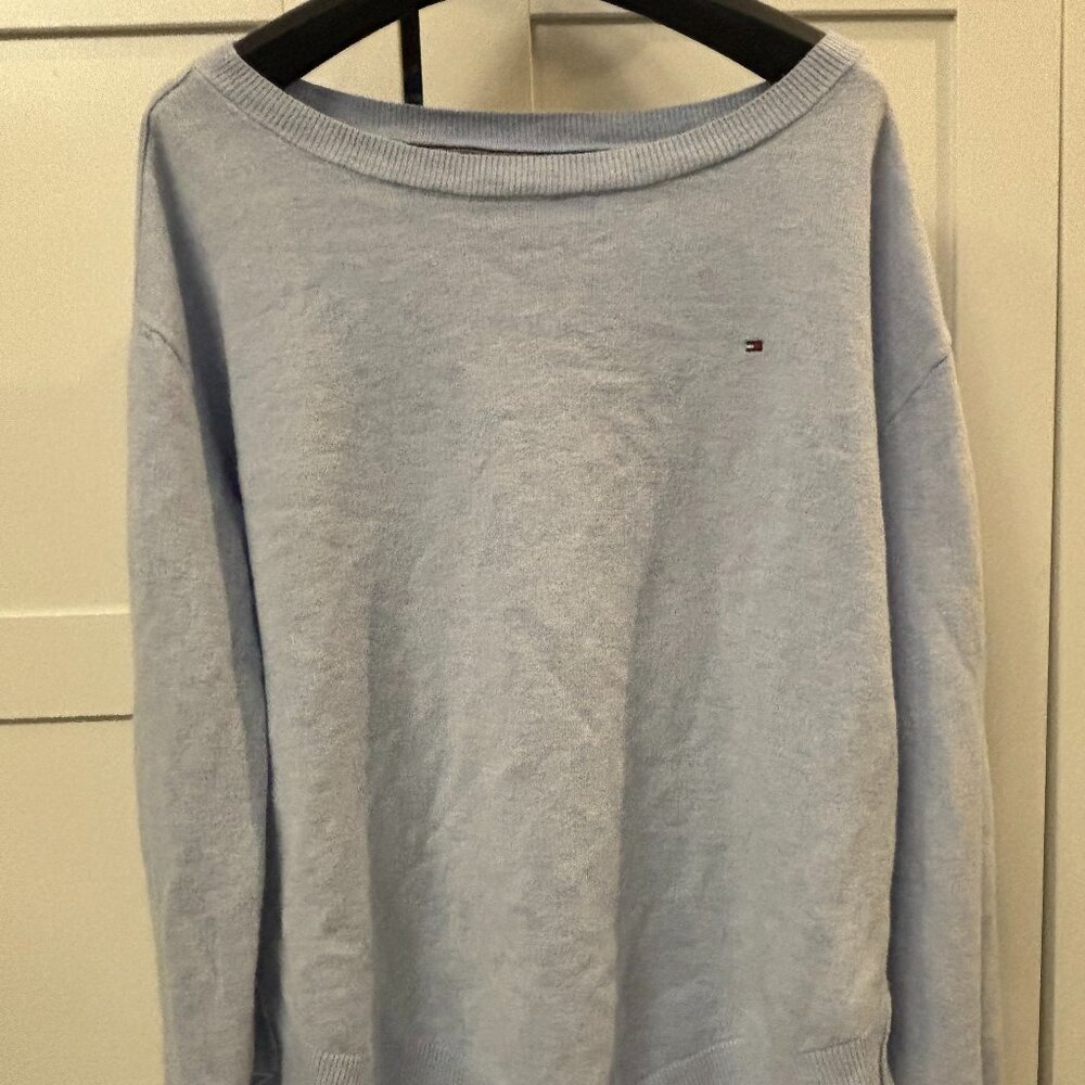 Tommy Hilfiger Light Blue Oversize Pullover Sweater Small Womens Mens Small